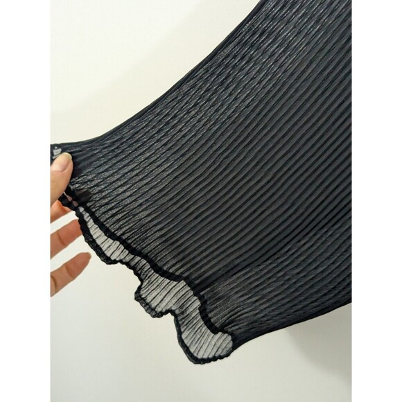 Loft Black Shear Pleated Blouse Tunic 3/4 Sleeve Ruffle Special Occasion Size XL - Picture 5 of 9